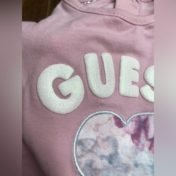 *NWT* Guess Baby Girl 0-3M Light Pink One-Piece w/Ruffled Tulle Sleeves & Heart - Picture 3 of 8